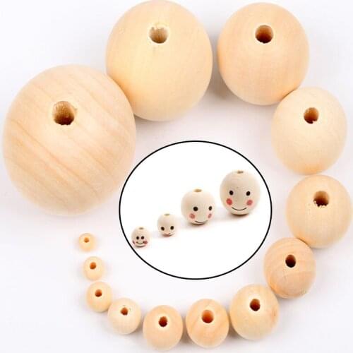 10-500pcs 6-30mm Natural Color Wood Beads Loose Spacer Beads for Jewelry Making DIY Bracelet Necklace