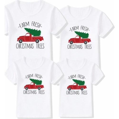 2020 New Christmas Clothes Mother Father Daughter Son Family Matching Clothes Short Sleeve White Whole Family Tshirt