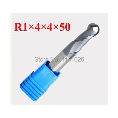 2F R1*4*4*50,Spiral Bit Milling Tools, Carbide Ball Nose End Mill, the lathe tool,boring bar,cnc,machine