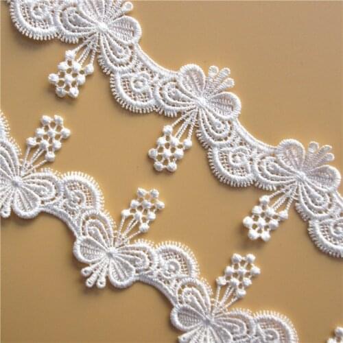 3 Yard Vintage Butterfly Lace Embroidered Lace Edge Trim Ribbon Applique DIY Sewing Craft Crochet Fabric Edging Trimmings Dress
