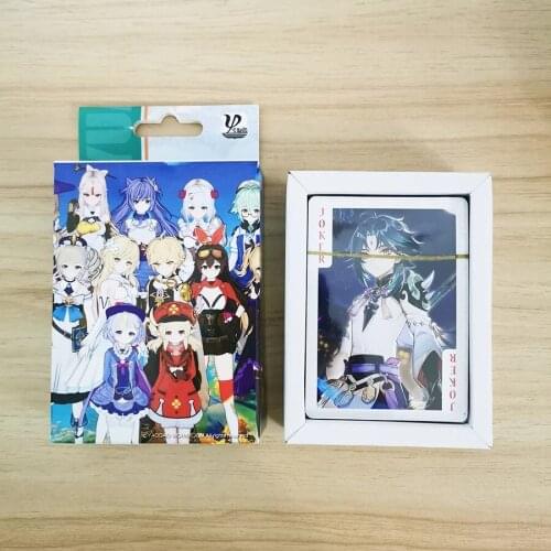 54 Pcs/Set Game Genshin Impact Poker Cards Ganyu Keqing Venti Klee Cosplay Board Game Playing Cards Collection Toy Gift