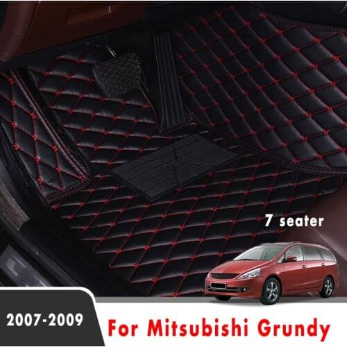 For Mitsubishi Grundy 2009 2008 2007 (7 Seater) Car Floor Mats Decoration Parts Custom Leather Carpets Protect Auto Accessories