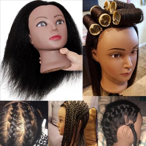 Afro Mannequin Head with Hair for Braiding Cornrow Practice Head 100% Hair Dolls Mannequin Training Mannequin Dummy Heads