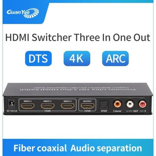 Hdmi switcher3X1 3D HD4K 3 Ports HDMI Adapter Splitter for PS4 Projector Xbox Laptop with audio separation hdmi video switcher