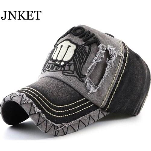 JNKET Washed Fabric Worn-Out Style Embroidery Baseball Cap Casual Trucker Hats Outdoor Sports Cap Casquette