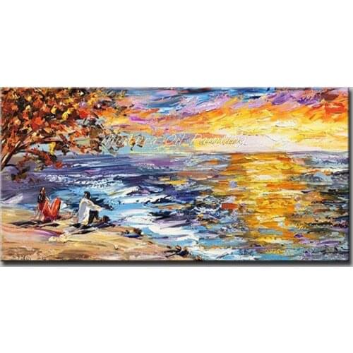 Mintura Oil Paintings for Living Room Acrylic Canvas Art Pictures Room Landscape Painting Sweet Lover Home Decoration No Framed