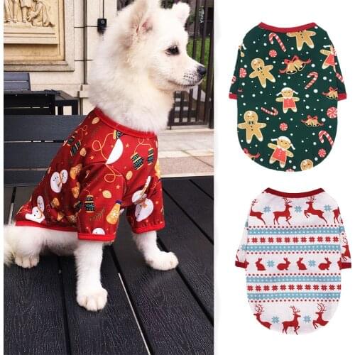 Pet Dog Costume Christmas Dog Clothes Santa Deer Snowman Printed Apparel Dress Up Christmas Party Clothing for Small Large Dogs