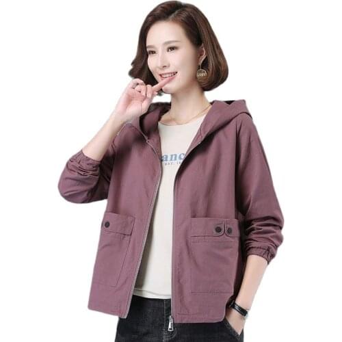 Womens Autumn Jacket And Lining outerwear 2021 Loose Hooded Jacket Female Casual Cotton Windbreaker zipper Plus Size Coat 5XL