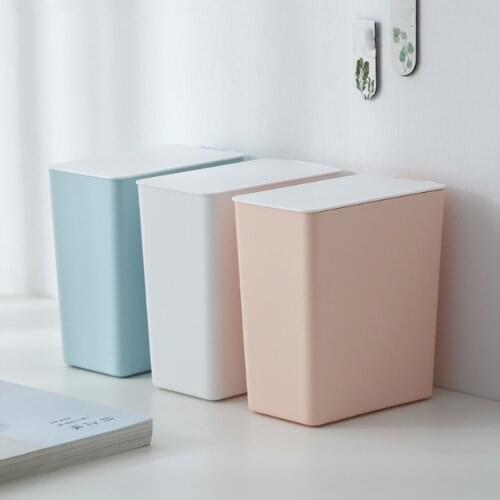 Mini Solid Color Desktop Waste Bins Dustbin Trash Can Kitchen Storage Bucket Rubbish Holder Bin Storage Organizer Home Decor