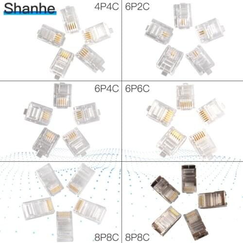 10pcs RJ9 4P4C RJ11 6P2C 6P4C 6P6C RJ45 8P8C Telephone Internet Modular Plug Jack,RJ11 Connector RJ11
