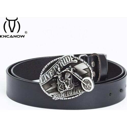 Men Belt Genuine Leather New High Quality Cowhide Handmade Male Waistbands Designer Straps Motorcyclist Buckle Vintage Ceinture