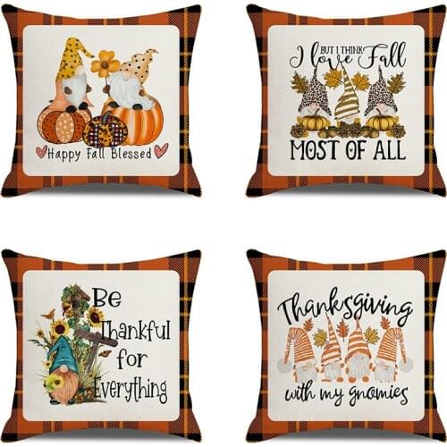 Halloween Thanksgiving Day Cushion Cover Pillowcase Pumpkin Sunflower Throw Pillow Case Cushion Case for Home Sofa Pillow Cover