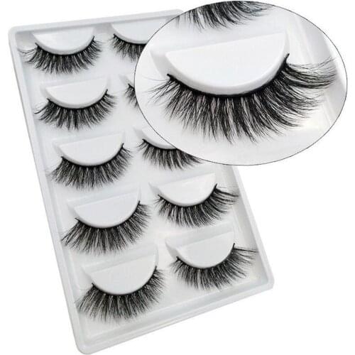 5 Pair Mink False Eyelashes Women Eye Makeup Natural Fake Eyelashes Long Thick Cross Lashes Extension Black Volume Lashes