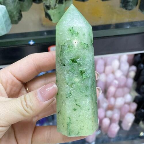 New!!! Natural Prehnite Crystal Quartz Point Healing Stone Hexagonal Prisms Obelisk Wand Treatment Stone Home Decor