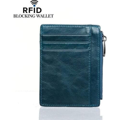 Wholesale Card Holder Genuine Leather Card Id Holders Convenient ID Pocket Bank Credit Card Case Anti-magnetic Thin Card Wallet