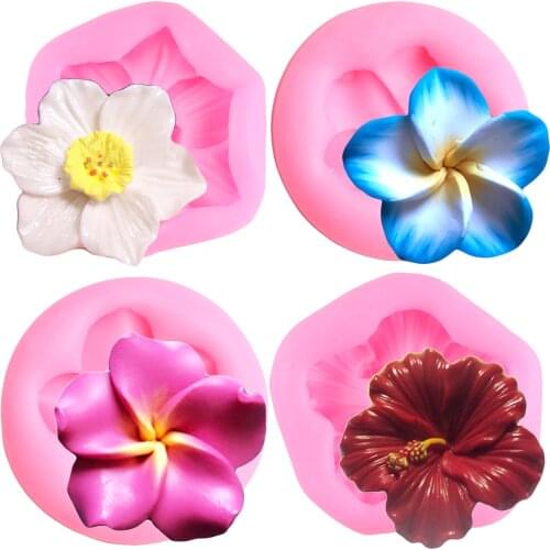 Plumeria Flower Silicone Molds Rose Cupcake Topper Fondant Mold DIY Wedding Cake Decorating Tools Candy Chocolate Gumpaste Mould