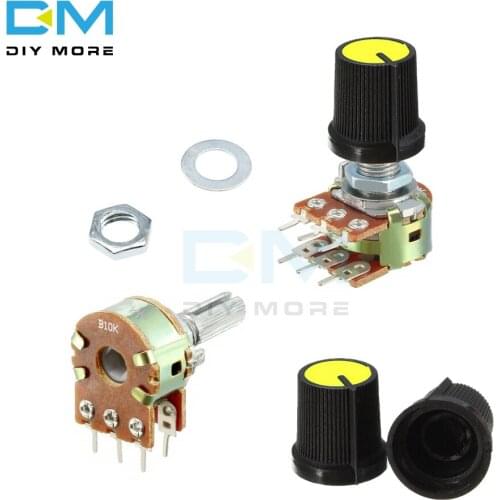 10PCS Potentiometer Resistor Linear Taper Rotary Caps Yellow Knob Ohm Electronic B1K B2K B5K B10K B20K B50K B100K B250K B500K 1M