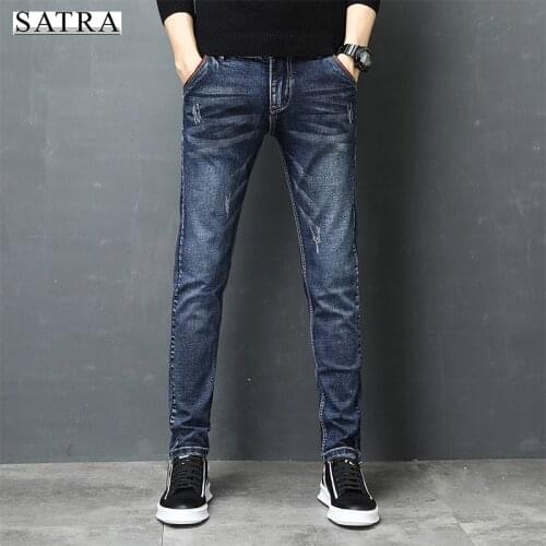 Satra 2021 new arrival spring high quality casual slim jeans men ,mens pencil and sports pants ,fashion mid-waist jeans men
