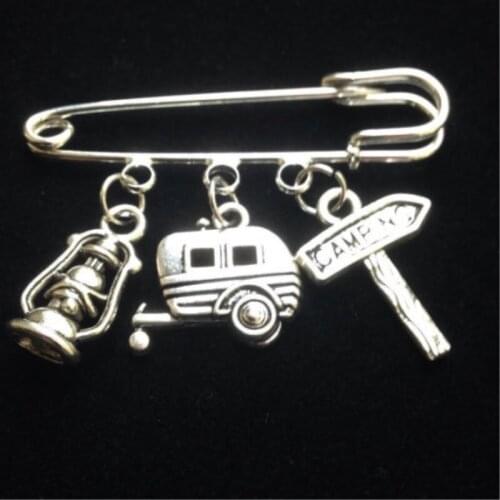 Happy camper Brooch,Kilt Pin, Shawl Pin