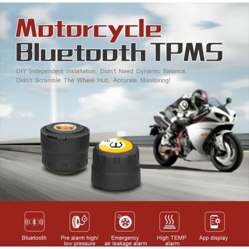 Motorcycle TPMS Sensor Tire Pressure 2 Monitoring System TPMS 2 Sensor Bluetooth 4.0 For Android / IOS Monitor System Tyre Tpms
