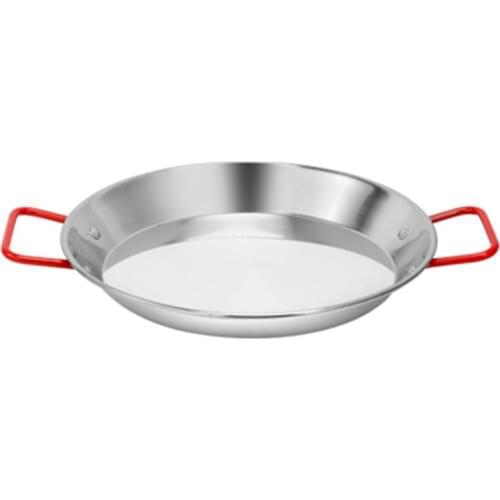 Stainless Steel Paella Pan Spanish Seafood Frying Pot Non-Stick Frying Pot Kitchen Fried Chicken Fruit Plate Cooking Tool 24cm