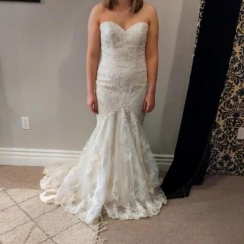 Wedding Dress 2021 Lace and Mermaid Plus Size with Train Sweetheart Zipper Back with Button Wedding Gowns for Bridal