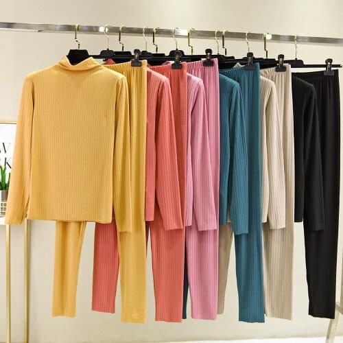 Thermal underwear women long johns 2020 Autumn winter new Korean slim fit leggings two pieces set cashmere cotton warm suit
