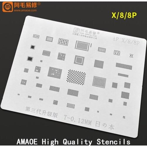 CPU/RAM NAND Flash USB/U2/PMIC/PM IC/WIFI BGA Reballing Stencils Template For iPhone X/8/8plus IC BGA Reball Stencil Plant Tin
