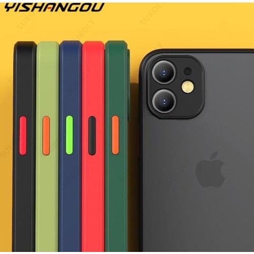 Shockproof Armor Matte Case For iPhone 11 12 Pro Max Xs Max XR X 7 8 Plus SE 2 Luxury Ultra Thin Bumper Clear Hard PC+TPU Cover