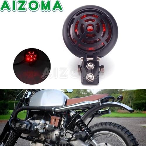 Black Motorcycle 12V LED Cafe Racer Bates Stop Tail Light Retro Grill Brake Rear Lamp Taillight For Harley Bobber XS650 Chopper