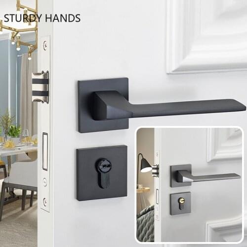 Home Aluminum Alloy Security Door Lock Bedroom Mute Door Handle Lock Indoor Universal Deadbolt Lock Furniture Hardware Supplies