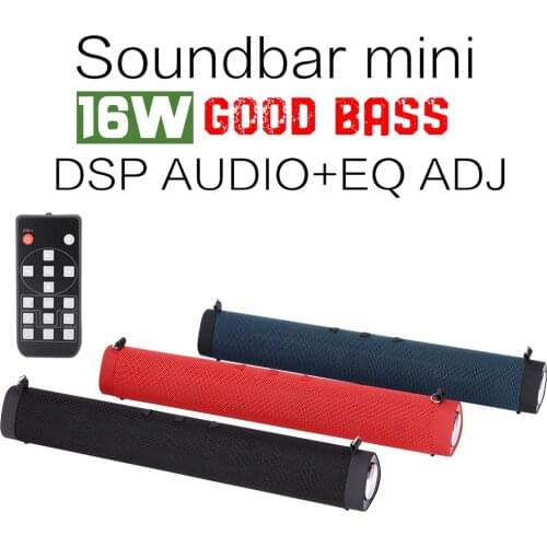 16W Home TV Soundbar Music Speaker 4x42mm Horns Stereo TF Subwoofer Column Three DSP Sound Effects for Indoor Outdoor Camping