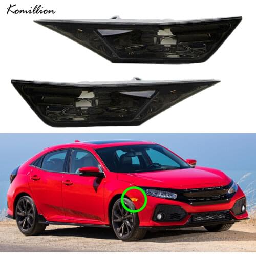 1 Pair Car Front Bumper Side Smoke Marker Lights Lens Lamps for Honda Civic 2016 2017 2018 2019 2020 2021 Coupe/Sedan/Hatchback