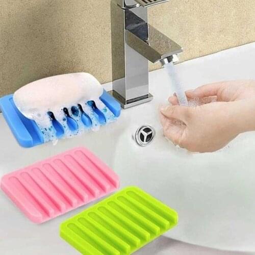 1PCS Salle De Bain Reusable Eco-friendly Silicone Bathroom Soap Dish Plate Holder Tray Storage Case Porte Savon Drain SoapHolder