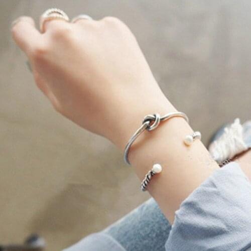 2021Fashion Name Female Jewelry Initial Alloy Charm Open Knot Cuff Bangle Bracelets For Women Girls Rose Gold Bow-knot Bangles