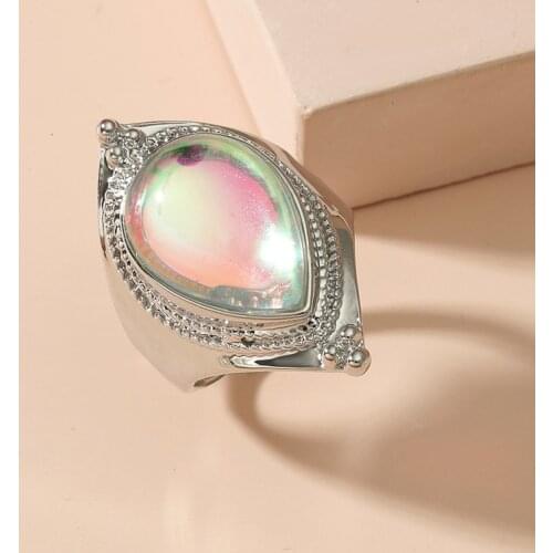 2021 New Vintage Opals Big Rings for Women Boho Jewelry Wedding Ring Female Ladies Rings Femme Moonstone Party Engagement Gift