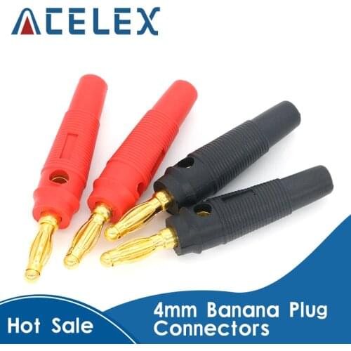 4pcs New 4mm Plugs pure copper Gold Plated Musical Speaker Cable Wire Pin Banana Plug Connectors