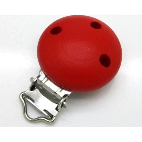 5Pcs Red Color Metal Wooden Baby Pacifier Clips Solid Color Holders Cute Infant Soother Clasps Holders Accessories Diy Tool
