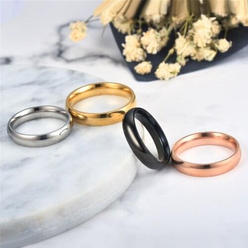 8 Sizes 4mm Simple Universal Polished Ring for Women Stackable Stainless Steel Couple Ring Wedding Valentine Jewelry Gift