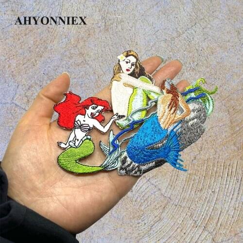 AHYONNIEX Mermaid Patch High Quality Iron On Appliques DIY Apparel Accessories Patch For Clothing Fabric Badges