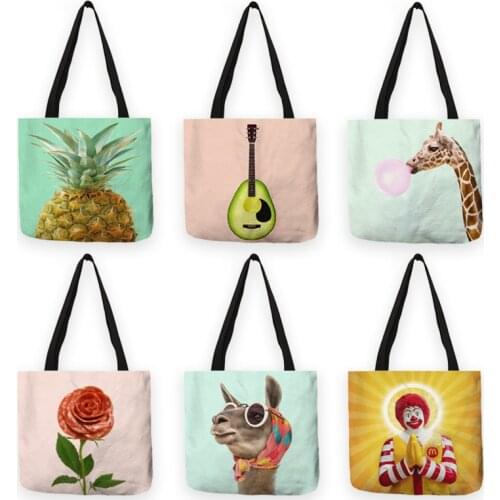B13002 Shopping Bags Handbags Women Creative Design Plant Animal Print shoulder Bags