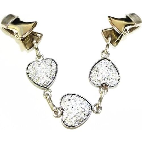 Shiny Bling Stone Gypsophila Sweater Guard Clips Women Heart Cardigan Costume Clamps Clip Cape Cloak Clasp Shawl Brooch Pins