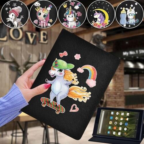 Case for Amazon Fire HD 8 (6th 7th 8th)/HD 8 Plus/Fire 7 (5th 7th 9th)/HD 10(5th 7th 9th) Tablet Pu Leather Folding Stand Cover
