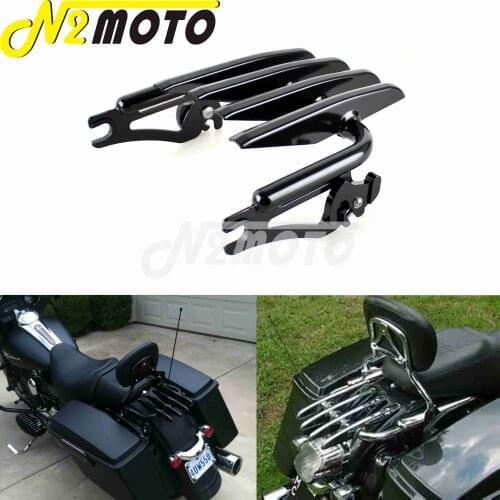 Black Motorcycle Detachable Luggage Rack Backest For Harley Touring Road King Street Electra Glide FLHR FLHX FLHT FLTR 2009-2016