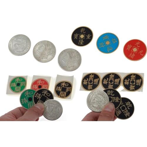 Colorful Coin (Morgan version)One Coin to Three Color Change Appear Vanish Coin Magia Close Up Magic Tricks Gimmick Props Funny