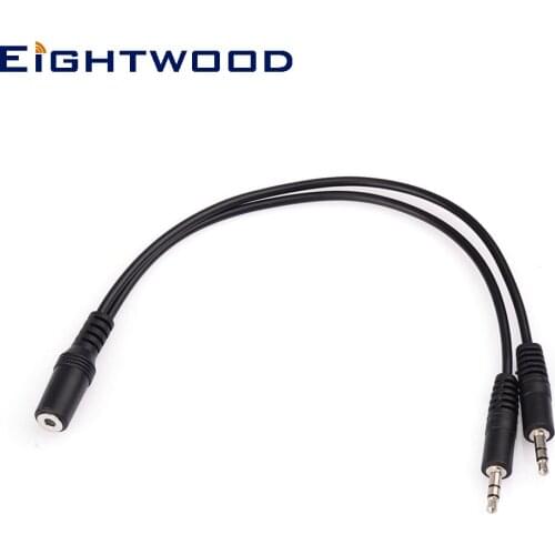 Eightwood MUYHSFMM four-position 3.5mm to dual 3.5mm Headset Splitter Cable for audio and microphone input to PC or Laptop