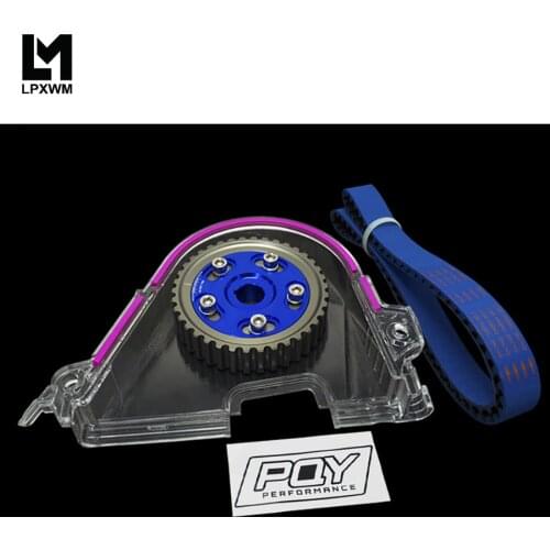 HNBR Racing Timing Belt + Aluminum Cam Gear + Cam Cover FOR 96-00 Civic D16Z D16Y WITH STICKER