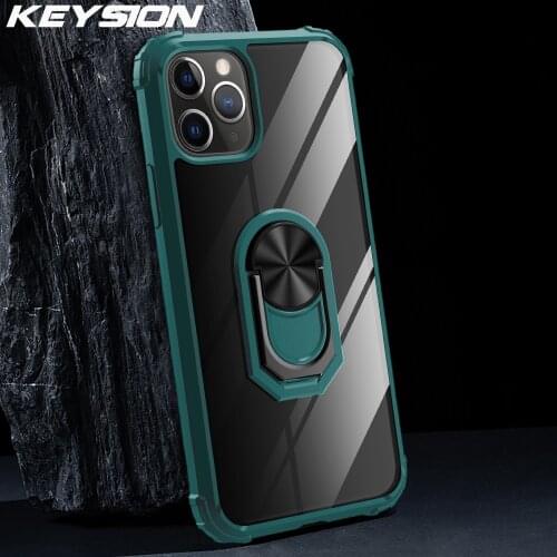 KEYSION Fashion Shockproof Case For iPhone 12 Pro Max silicone Transparent Ring Phone Back Cover for iPhone 12 mini 11 Pro Max