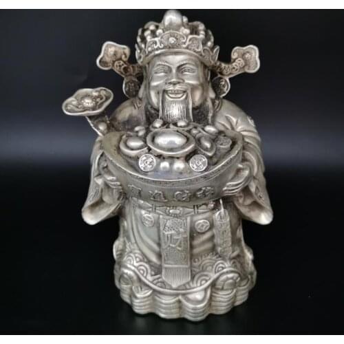China White copper archaize god of wealth crafts statue