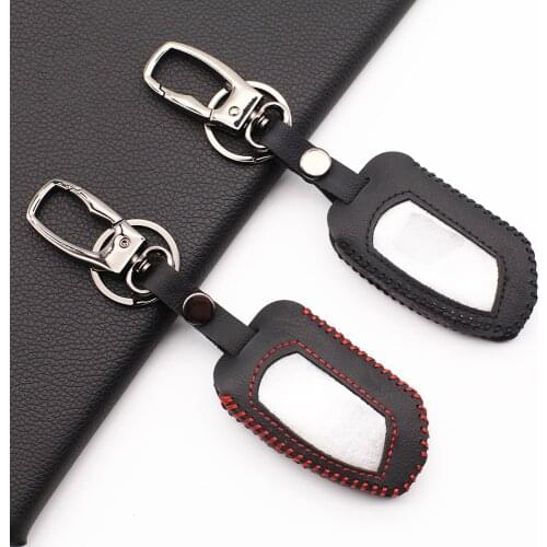 For Pandora DXL 4950 DX-90BT DX-91 Two Way Russian Version Car Alarm LCD Remote Leather Key Case Keychain Cover